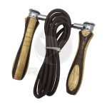 Jumping Leather Rope With Wooden Handle