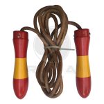 Leather Speed Jumping Rope With Wooden Handle (Spanish Flag Color)