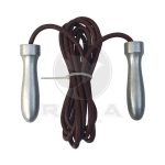 Jumping Skipping Leather Rope With Metal Handle